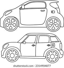 car carton line art for coloring book page