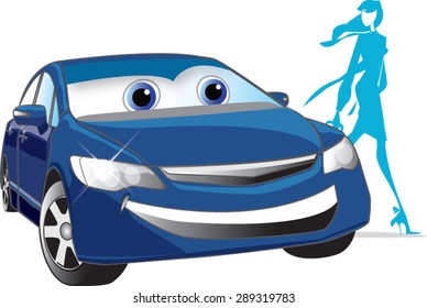 car cartoon blue