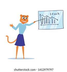 Car Cartoon Character with Pointer Stick. Vector illustration
