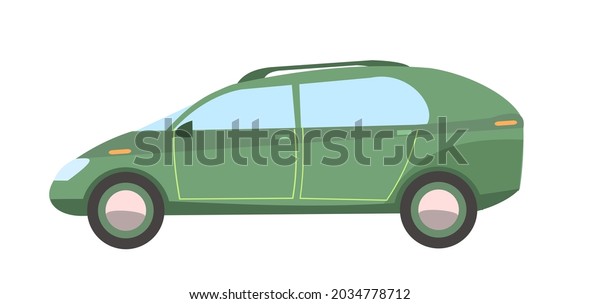 Car. Cartoon comic funny style.\
Side view. Beautiful green Automobile. Auto in flat design.\
Childrens illustration. Object is isolated on white background.\
Vectorм