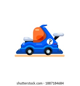 Car in cartoon flat style for mobile and browser games. Vector illustration.