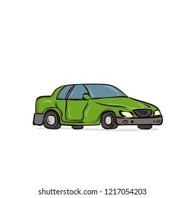 Car. Cartoon hand drawn vector illustration.