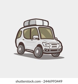 Car cartoon vector art illustration. Mudik road trip vector cartoon style