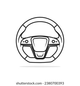 Car cartoonish outline luxury steering wheel vector illustration design