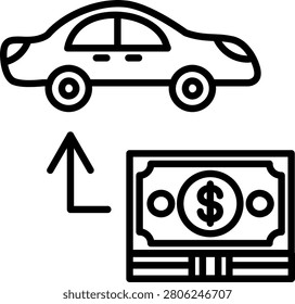 Car Cash Value Line Icon Vector Design