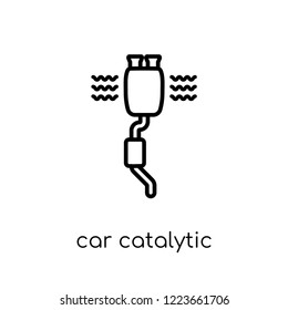 car catalytic converter icon. Trendy modern flat linear vector car catalytic converter icon on white background from thin line Car parts collection, outline vector illustration