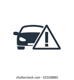 car caution, isolated icon on white background, auto service, car repair