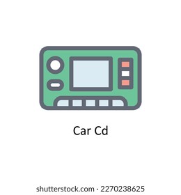 Vector De Cd Del Coche   rellene los iconos de esquema. Material gráfico simple
