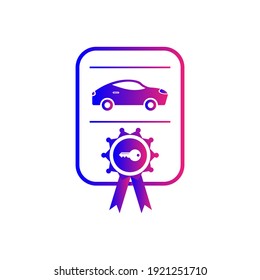 Car certified, card license, car guarantee, buying receipt, car loan icon with vector illustration and flat style design. 