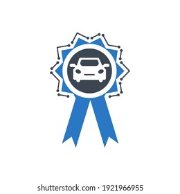 Certificado de coche, licencia de tarjeta, garantía de coche, recibo de compra, icono de préstamo de coche con ilustración vectorial y diseño de estilo plano. 