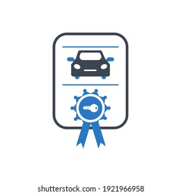 Car certified, card license, car guarantee, buying receipt, car loan icon with vector illustration and flat style design. 