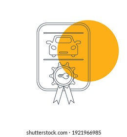 Car certified, card license, car guarantee, buying receipt, car loan icon with vector illustration and flat style design. 