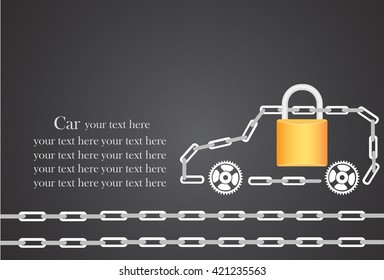 Car and a Chain, Vector illustration