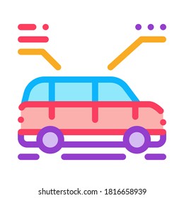 Symbol für Fahrzeugeigenschaften, Vektorgrafik. Kennzeichen des Fahrzeugs einzelne Kontursymbolgrafik
