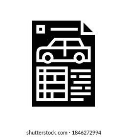 car characteristics paper list glyph icon vector. car characteristics paper list sign. isolated contour symbol black illustration