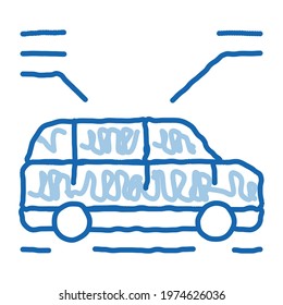 car characteristics sketch icon vector. Hand drawn blue doodle line art car characteristics sign. isolated symbol illustration