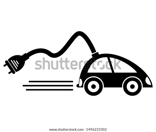 Car charger icon,Refuel cars Isolate On\
Black Background,Vector\
Illustration