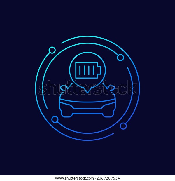 car charging a\
battery icon, line vector