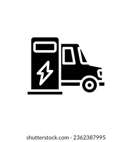Car Charging Filled Icon Vector Illustration 