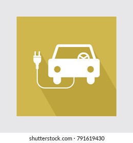 car charging flat icon with long shadow