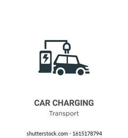 Car charging glyph icon vector on white background. Flat vector car charging icon symbol sign from modern transport collection for mobile concept and web apps design.