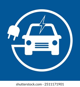 Car charging icon, Electric car with plug icon, Electric Vehicle Charging Sign, Green hybrid vehicles charging point logotype, EV symbol vector illustration, EV icon, Eco friendly vehicle concept. 