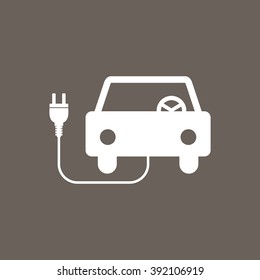 Car Charging Icon on Dark Gray Color. Eps-10.