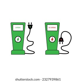 Car charging Icons, No and Off