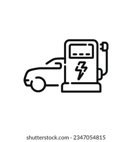 Car charging line icon isolated on white background
