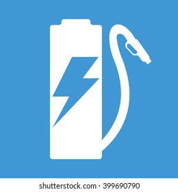 Car Charging on blue background.