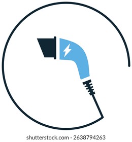Car charging plug icon vector for electric vehicle power connection and battery refill. Ideal for eco transport interface, energy refueling, and EV power cable illustrations.