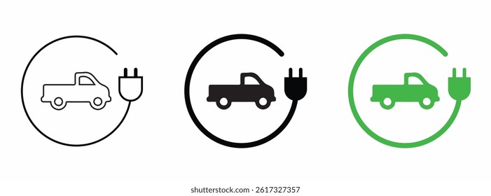 Car charging point icon. Electric plug symbol. Electricity sign. Green energy vector illustration. Wire with plug and lightning bolt pictogram. Phone charge technology concept