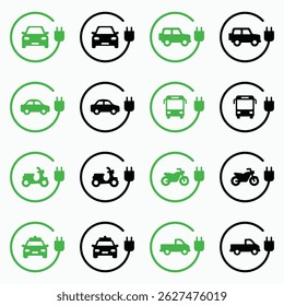 Car charging point icon. Electric plug symbol. Electricity sign. Green energy vector illustration.
