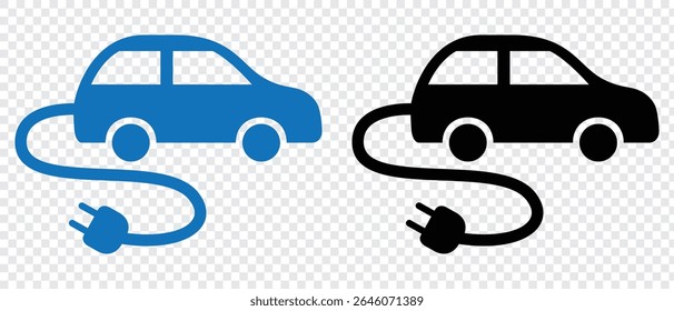 Ícone do ponto de carregamento do carro png. Símbolo de plugue elétrico. Sinal de eletricidade. Ilustração do vetor de energia verde. Conceito de tecnologia de carga de telefone. 
Fio com pictograma de plugue e raio. 
