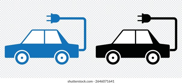 Ícone do ponto de carregamento do carro png. Símbolo de plugue elétrico. Sinal de eletricidade. Ilustração do vetor de energia verde. Conceito de tecnologia de carga de telefone. 
Fio com pictograma de plugue e raio. 