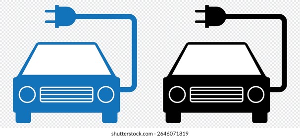 Ícone do ponto de carregamento do carro png. Símbolo de plugue elétrico. Sinal de eletricidade. Ilustração do vetor de energia verde. Conceito de tecnologia de carga de telefone. 
Fio com pictograma de plugue e raio. 