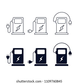 Car charging station Icon set, Vector isolated symbol.