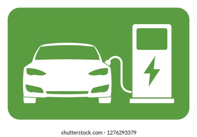 Car charging station icon in trendy flat style. Vector illustration.