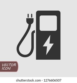 Car Charging Station Icon In Trendy Flat Style. Vector Illustration.