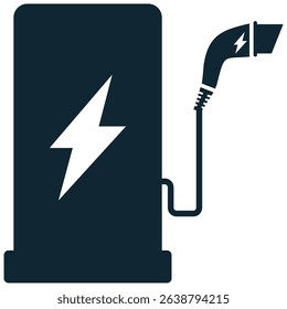 Car charging station icon vector, perfect for illustrating electric vehicle charging points and infrastructure. Represents sustainable transport and green energy solutions.