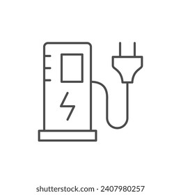 Car charging station line icon
