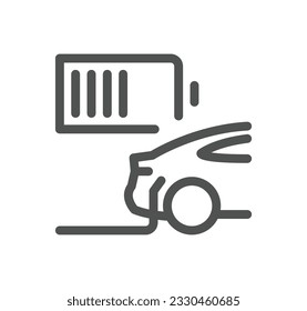 Car charging station related icon outline and linear vector.