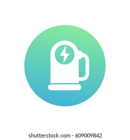 car charging station round vector icon on white