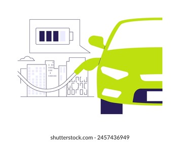 Autoladestationen abstraktes Konzept Vektorillustration. Das Laden von Elektroautos, Ökologie, Umwelt, nachhaltiger Stadtverkehr, abstrakte Metapher der Fahrzeugbatterie.