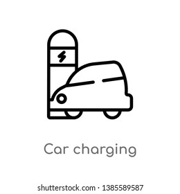 car charging vector line icon. Simple element illustration. car charging outline icon from transport concept. Can be used for web and mobile