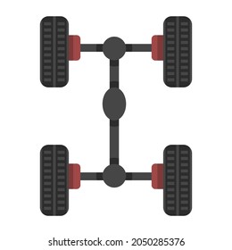 Car chassis flat style icon, vehicle structure 