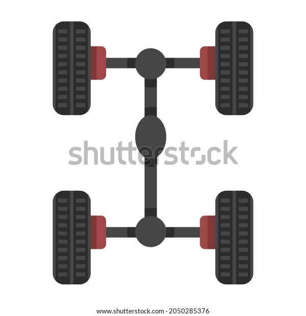 Car chassis\
flat style icon, vehicle structure\
