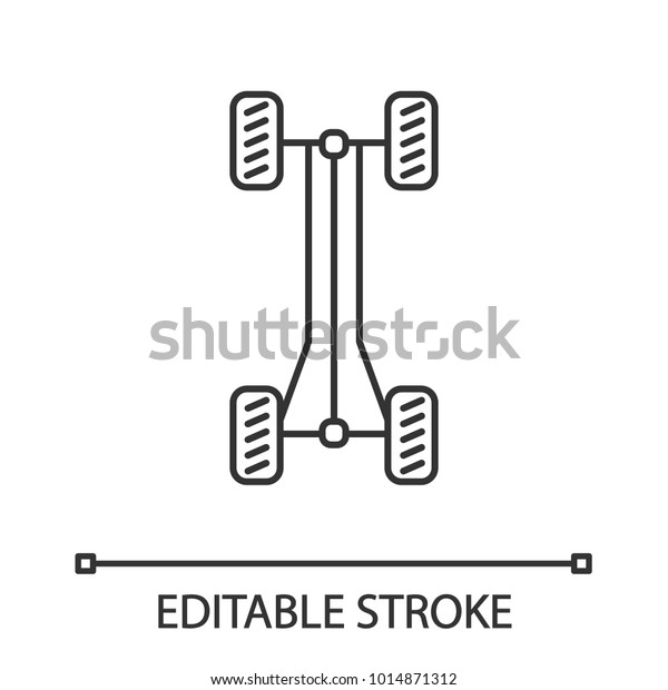 Car\
chassis frame linear icon. Thin line illustration. Contour symbol.\
Vector isolated outline drawing. Editable\
stroke