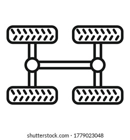 Car chassis icon. Outline car chassis vector icon for web design isolated on white background