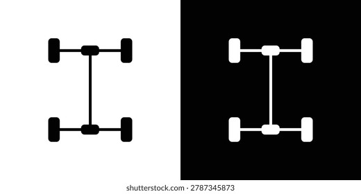 Car chassis icon vector. Black and white flat icons